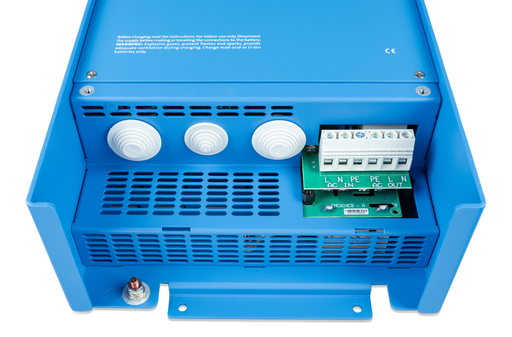 Victron Energy MultiPlus Compact 24/2000/50-50 120V VE.Bus - Bottom view of Victron Energy MultiPlus Compact 24/2000/50-50 120V VE.Bus showing easy to connect inputs and communication points