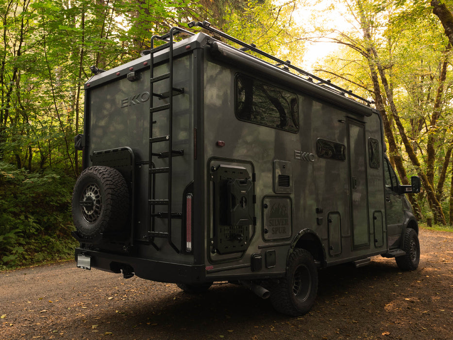 Flatline 2021-2027 Winnebago Ekko Rear Bumper, Ladder, & Carrier Swing-Out System – installed on vehicle, image 3 of 21