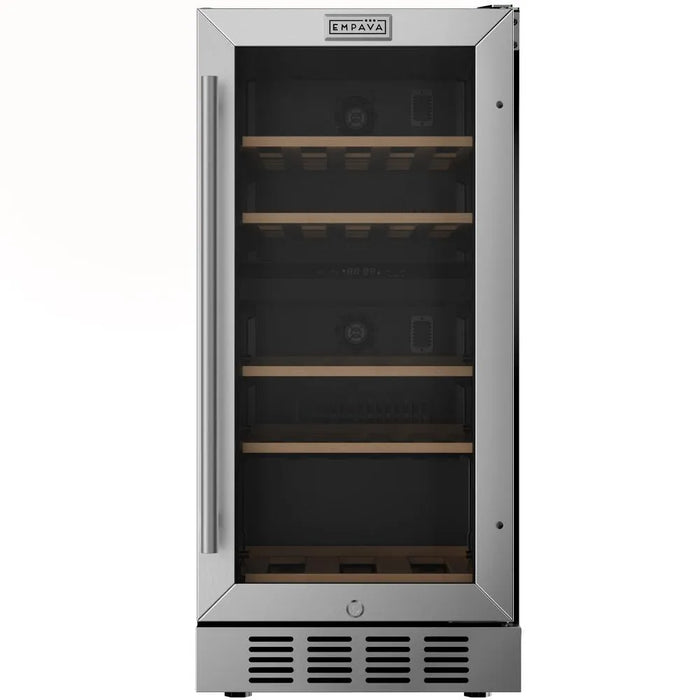 Empava EMPV-WC10D 15 inch dual zone wine cooler in stainless steel, 26 bottle capacity
