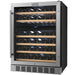 Empava EMPV-WC12D 46 bottle dual zone wine cooler, front view loaded with bottles in both zones