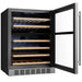 Empava 24 inch dual zone wine cooler EMPV-WC12D, angled view with the glass door open