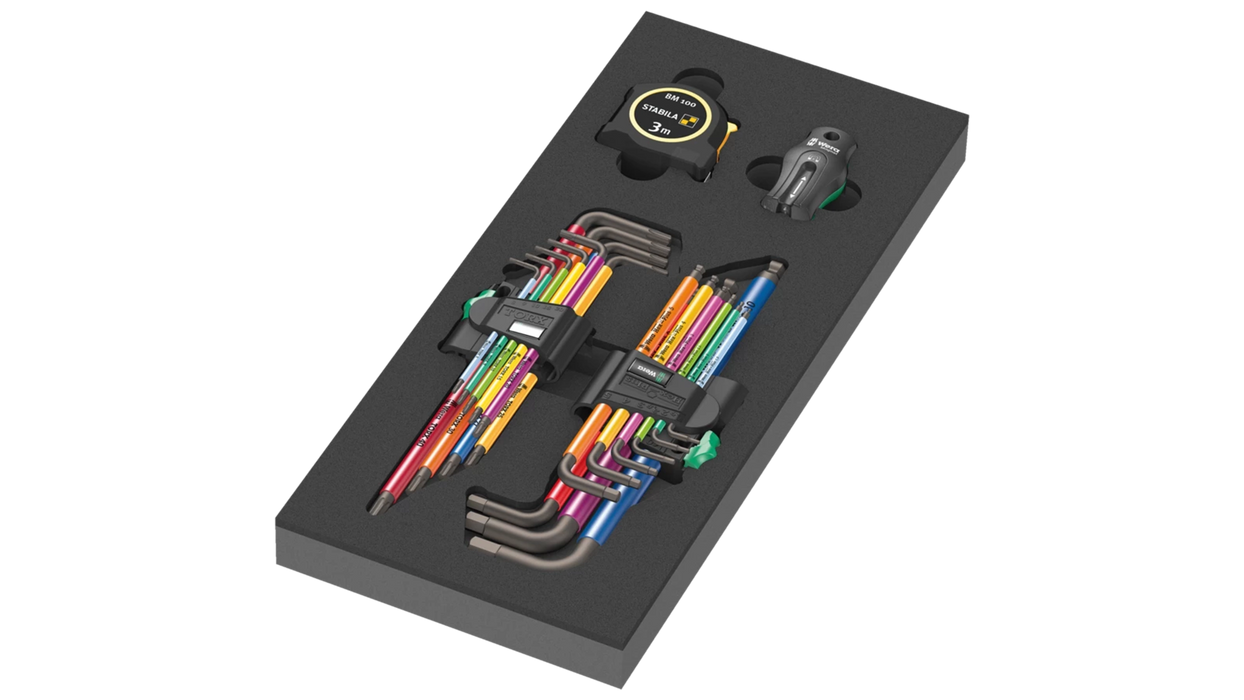 High quality photo of the Wera 9740 Foam Instert L_key Set. Photo sourced by Current Connected from WERA Tools.