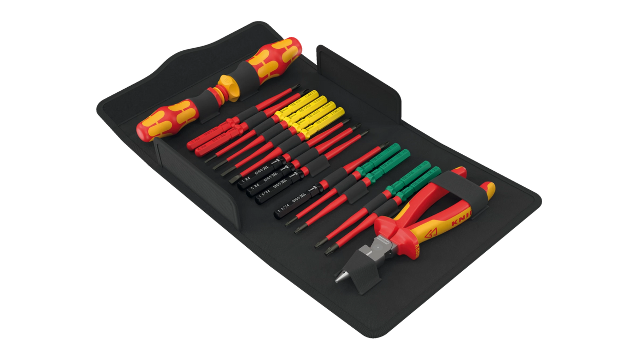 High quality photo of the Wera Kraftform Kompakt Vde 17 Extra Slim 2 Tool Finder. Photo sourced by Current Connected from WERA Tools.