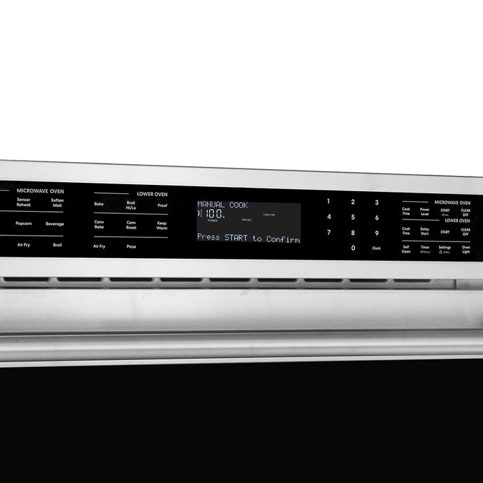 Cosmo 30 in. Regal Collection 6.4 cu. ft. Electric Microwave Wall Oven Combination, True European Convection, Stainless Steel control panel