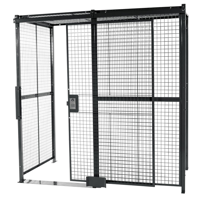 Vestil WPC-10X10-4C Welded Wire Mesh 10 ft. x 10 ft. 4 Sides With Sliding Door With Ceiling Driver/Trucker Cage Gray