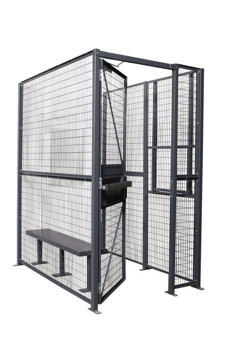 Vestil WPC-D-4X4-3 Woven Wire 4 ft. x 4 ft. 3 Sided With Slide Up Service Window Driver/Trucker Access Cage Gray
