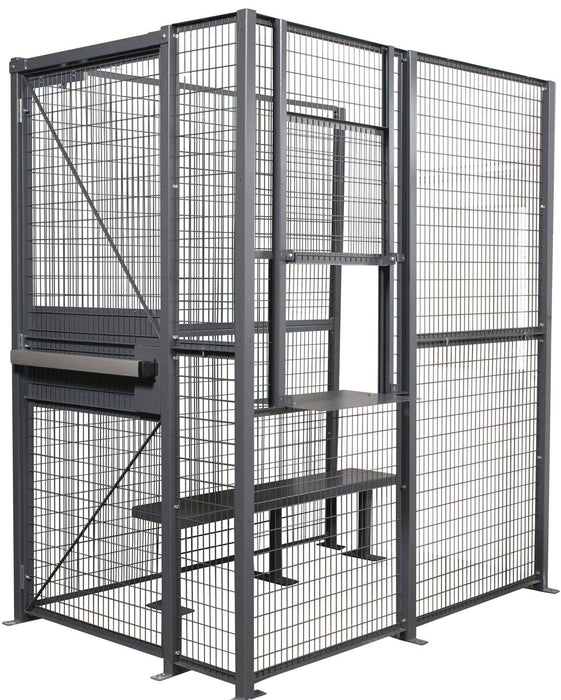 Vestil WPC-D-4X6-3 Woven Wire 4 ft. x 6 ft. 3 Sided With Slide Up Service Window Driver/Trucker Access Cage Gray