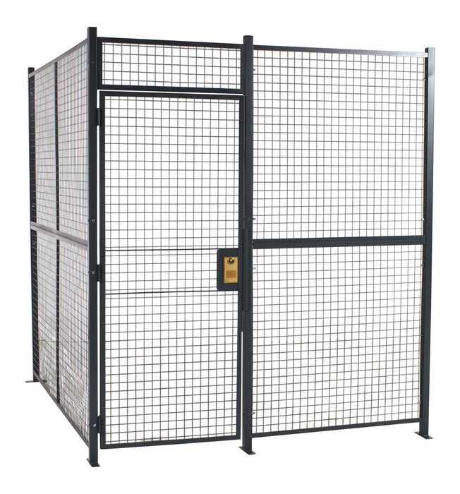 Vestil WPC-D-4X8-2 Woven Wire 4 ft. x 8 ft. 2 Sided With Slide Up Service Window Driver/Trucker Access Cage Gray