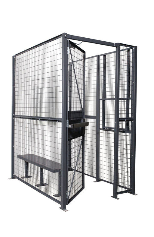 Vestil WPC-D-4X8-3 Woven Wire 4 ft. x 8 ft. 3 Sided With Slide Up Service Window Driver/Trucker Access Cage Gray