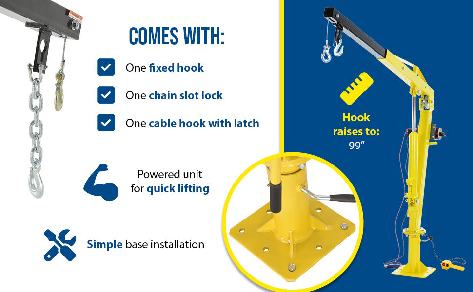 Vestil WTJ-2-DC steel dc powered winch truck jib crane feature overview 2