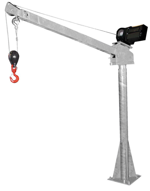 Vestil WTJ-20-3-DC-GAL Galvanized Steel DC Powered Jib Crane 3-5 ft. Boom 2,000 lb. Capacity Gray