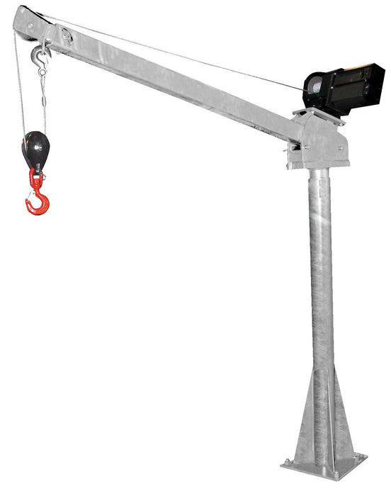 Vestil WTJ-20-3-DC-GAL Galvanized Steel DC Powered Jib Crane 3-5 ft. Boom 2,000 lb. Capacity Gray