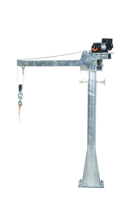 Vestil WTJ-20-4-DC-GAL Galvanized Steel DC Powered Jib Crane 4-7 ft. Boom 2,000 lb. Capacity Gray