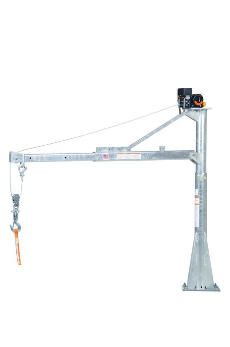 Vestil WTJ-E-15-3-DC-GAL Galvanized Steel DC Powered Jib Crane 3-1/2 to 5-1/2 ft. Boom 1,500 lb. Capacity Gray