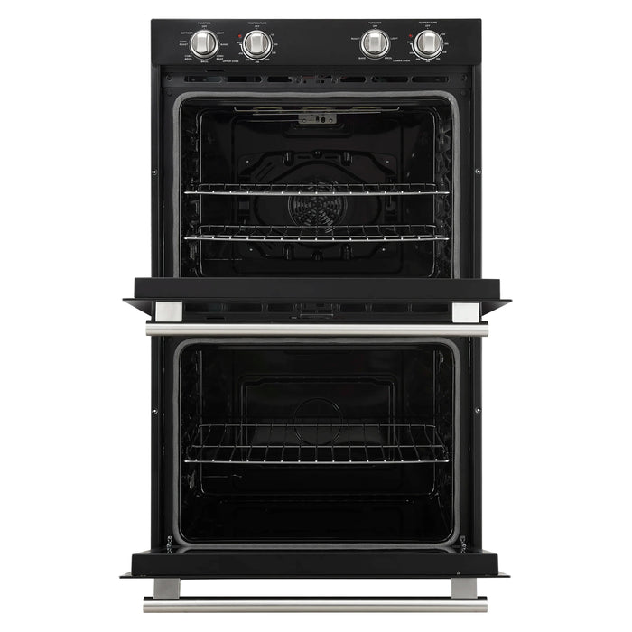 Forno Vomero 30-Inch Double Wall Oven with 10 cu.ft Total Capacity in Black with Stainless Steel Handle (FBOEL1324-30BLK)