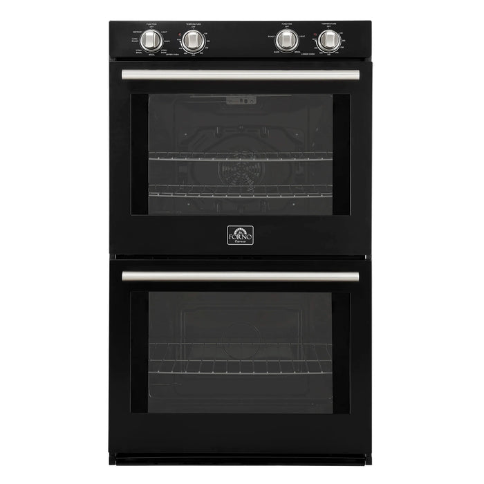Forno Vomero 30-Inch Double Wall Oven with 10 cu.ft Total Capacity in Black with Stainless Steel Handle (FBOEL1324-30BLK)
