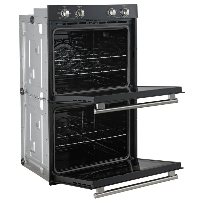 Forno Vomero 30-Inch Double Wall Oven with 10 cu.ft Total Capacity in Black with Stainless Steel Handle (FBOEL1324-30BLK)