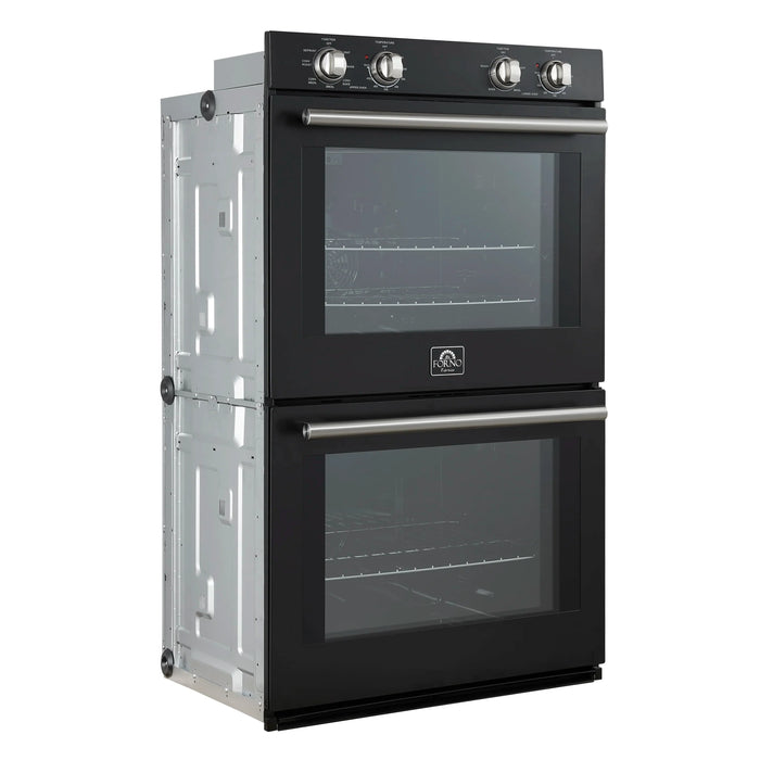 Forno Vomero 30-Inch Double Wall Oven with 10 cu.ft Total Capacity in Black with Stainless Steel Handle (FBOEL1324-30BLK)