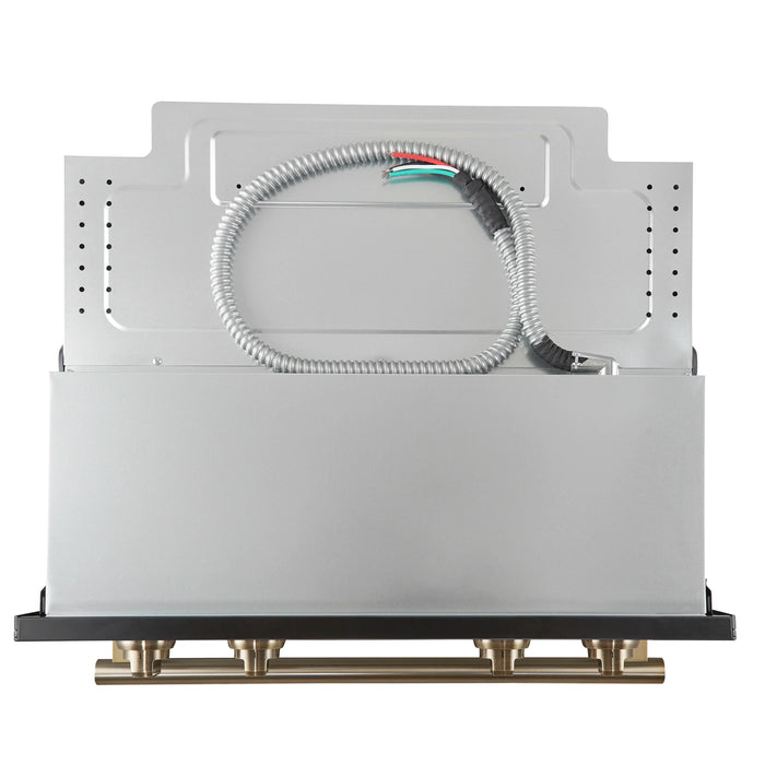 Forno 2-Piece Appliance Package - 30-Inch Vomero Double Wall Oven & 30-Inch Microwave Oven in Black with Antique Brass Handle