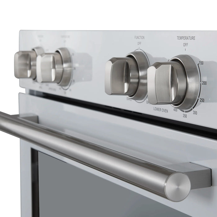 Forno Vomero 30-Inch Double Wall Oven with 10 cu.ft Total Capacity in White with Stainless Steel Handle (FBOEL1324-30WHT)