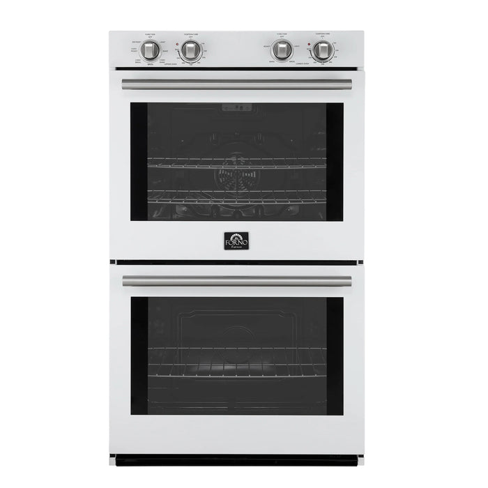 Forno Vomero 30-Inch Double Wall Oven with 10 cu.ft Total Capacity in White with Stainless Steel Handle (FBOEL1324-30WHT)