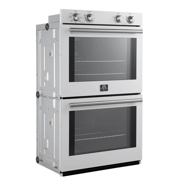 Forno Vomero 30-Inch Double Wall Oven with 10 cu.ft Total Capacity in White with Stainless Steel Handle (FBOEL1324-30WHT)