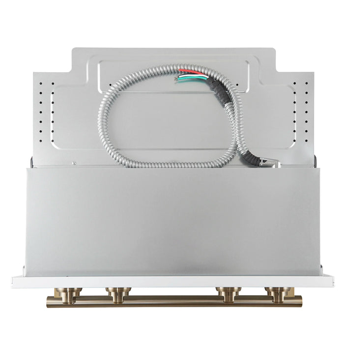 Forno 2-Piece Appliance Package - 30-Inch Vomero Double Wall Oven & 30-Inch Microwave Oven in White with Antique Brass Handle