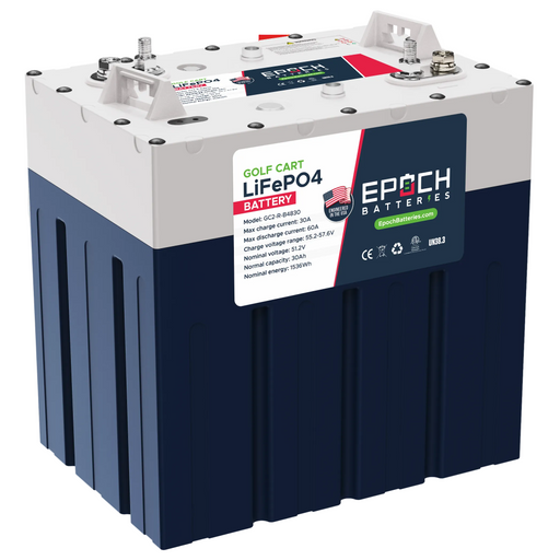 Epoch 48V 30Ah golf cart battery — front view