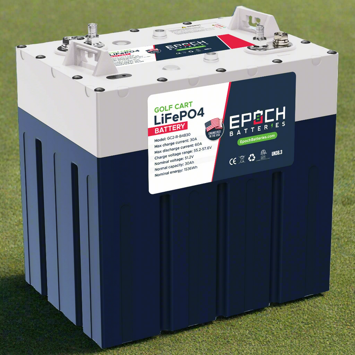 Epoch 48V 30Ah golf cart battery — battery management system connection detail