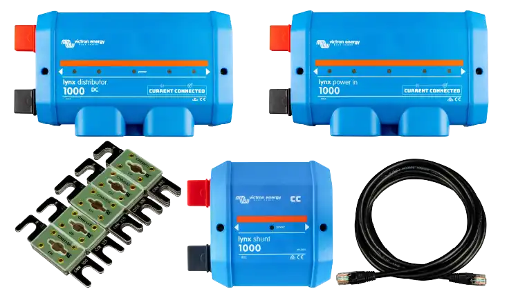 High quality photo of the Victron Lynx Power Distribution System Bundle with Lynx Shunt made for the Current Connected kits page. Photographed by Current Connected.