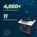 Epoch 12V 50Ah Essential Series LiFePO4 battery — feature callouts