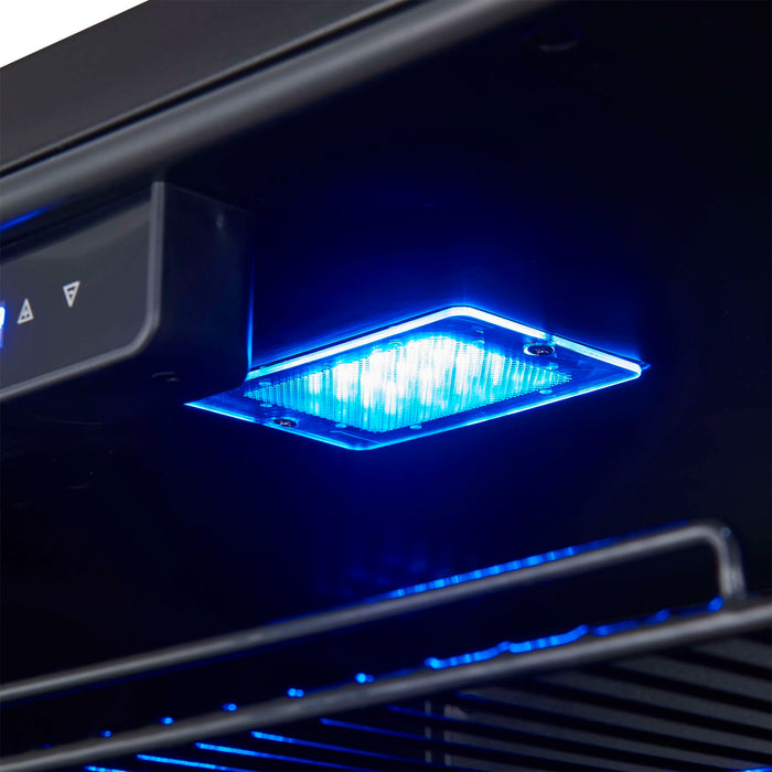 Forno Frescolino 24-Inch Beverage Cooler in Black with Antique Brass Handle, with LED Lighting, Triple Glass Door, 188 Can Capacity, Built-In or Freestanding (FWCDR6665-24BLK)