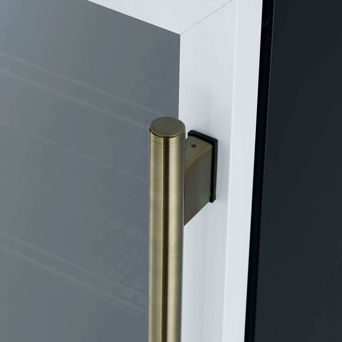 Forno Frescolino 24-Inch Beverage Cooler in White with Antique Brass Handle, with LED Lighting, Triple Glass Door, 188 Can Capacity, Built-In or Freestanding (FWCDR6665-24WHT)