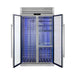 Forno Abruzzo 48-inch wine cooler in stainless steel front view with the door open