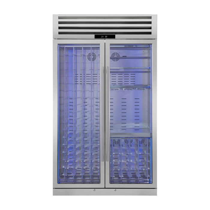 Forno Abruzzo 48-inch wine cooler in stainless steel front view