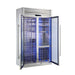 Forno Abruzzo 48-inch wine cooler in stainless steel left angled view with the door open