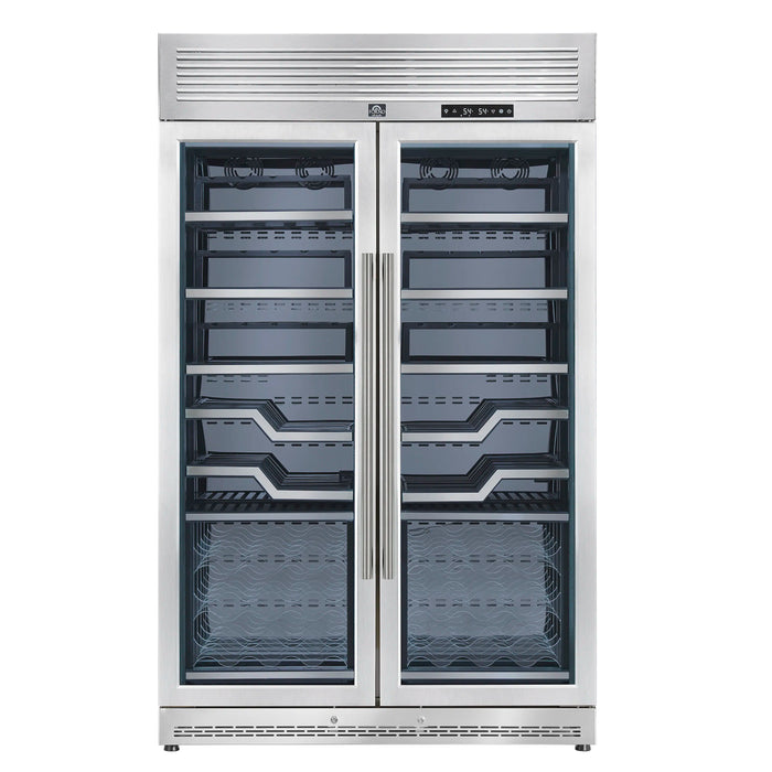 FORNO Abruzzo 48-Inch Dual Zone Wine Cooler with Clear Acrylic Holders & Stainless Trim Shelves (FWCDR6611-48S)