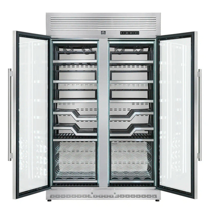 FORNO Abruzzo 48-Inch Dual Zone Wine Cooler with Clear Acrylic Holders & Stainless Trim Shelves (FWCDR6611-48S)