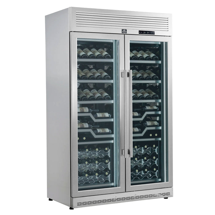 FORNO Abruzzo 48-Inch Dual Zone Wine Cooler with Clear Acrylic Holders & Stainless Trim Shelves (FWCDR6611-48S)