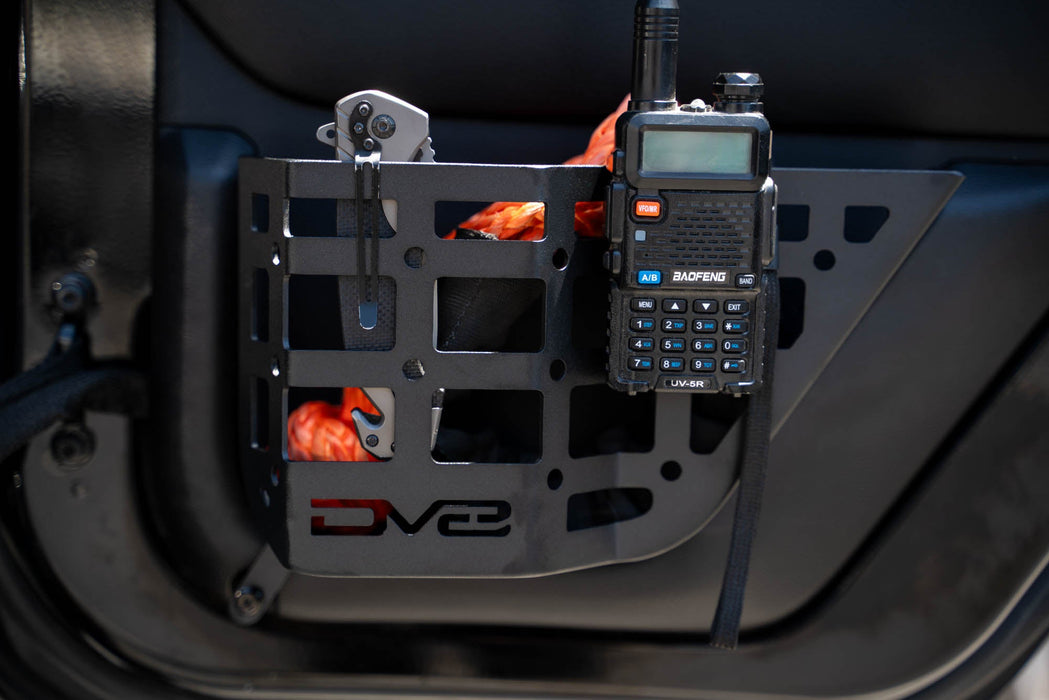DV8 Offroad 2011-2018 Jeep Wrangler JK Rear Door Pocket Molle Panels – installed on vehicle, image 2 of 12