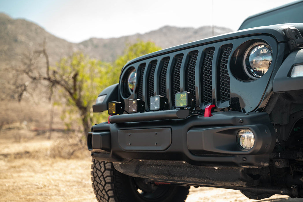 DV8 Offroad 2018-2026 Jeep Wrangler JL Push Bar for Mopar Rubicon Steel Bumper – installed on vehicle, image 10 of 13