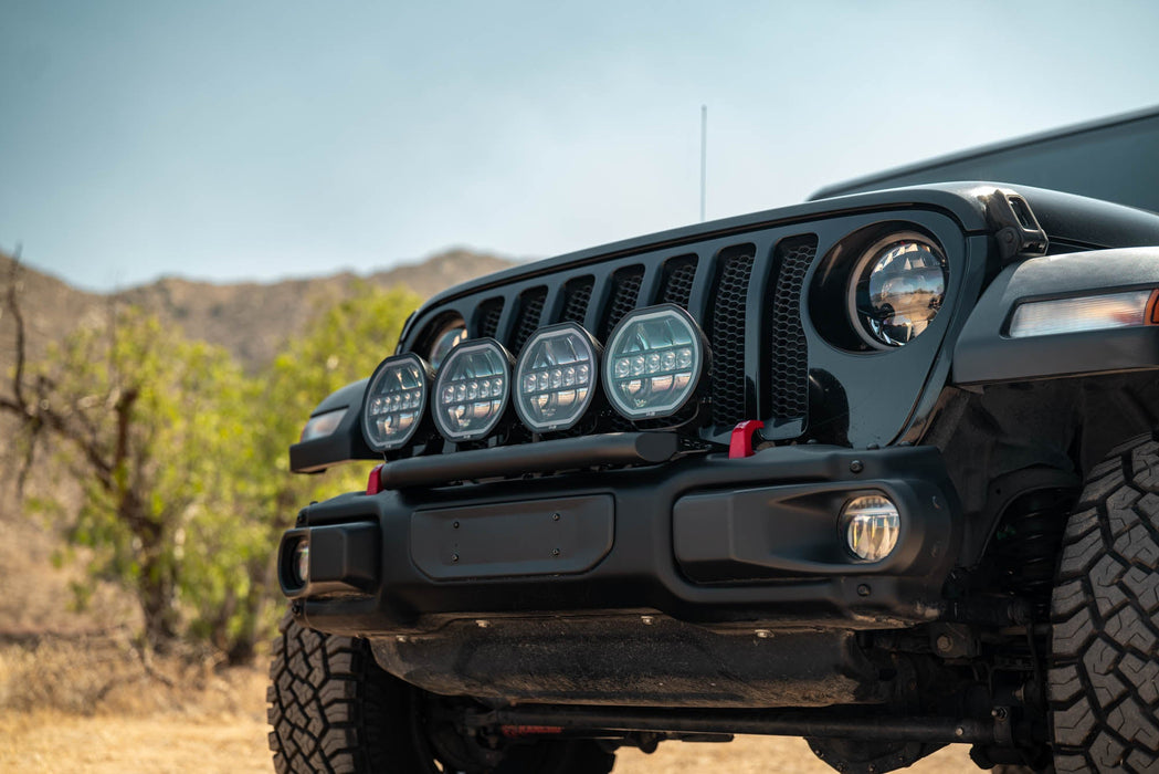 DV8 Offroad 2018-2026 Jeep Wrangler JL Push Bar for Mopar Rubicon Steel Bumper – installed on vehicle, image 8 of 13