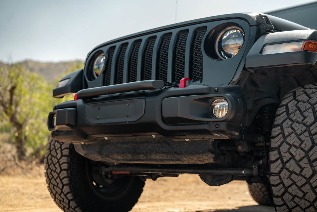 DV8 Offroad 2018-2026 Jeep Wrangler JL Push Bar for Mopar Rubicon Steel Bumper – installed on vehicle, image 4 of 13