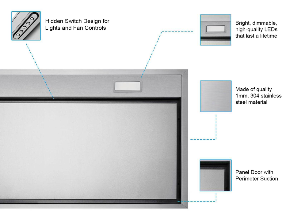 Victory X2 30 inch range hood insert feature callouts
