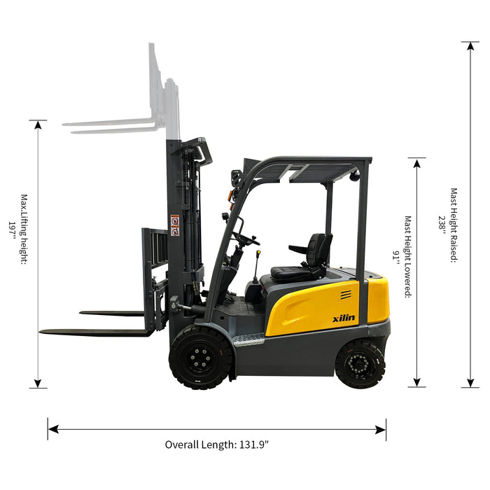 Xilin FB25R-Li-189HF 4 wheel electric forklift rear view