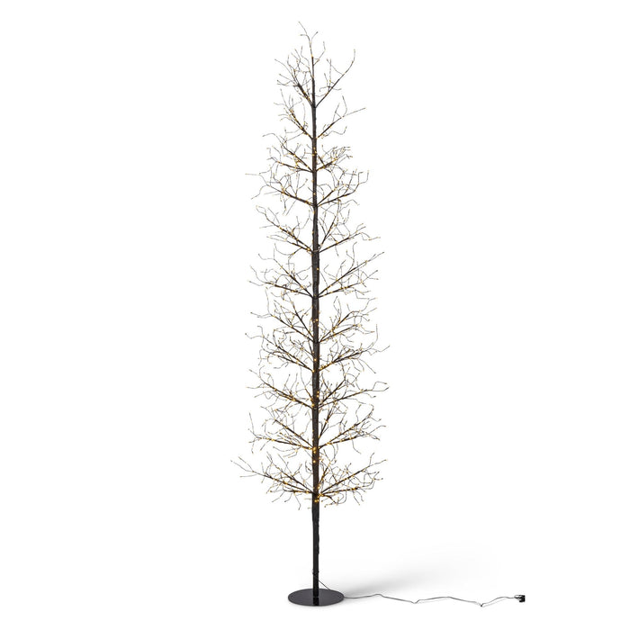 Park Hill Collection Black Wrapped Twinkling Lights Slim Tree, 7'