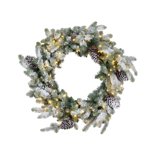Park Hill Collection Blue Spruce Wreath with LED Lights, Extra-Large with Snow