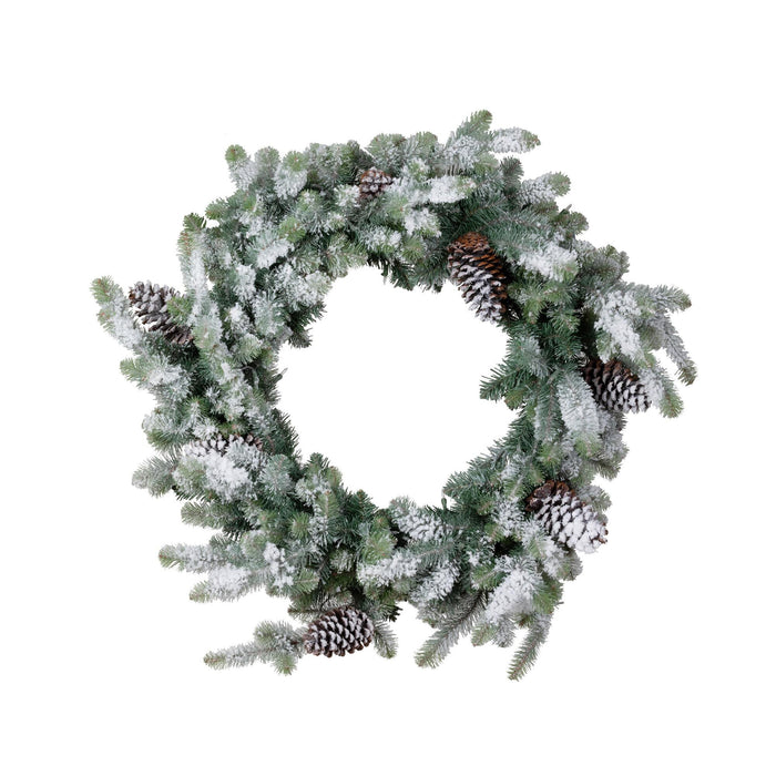 Park Hill Collection Blue Spruce Wreath with LED Lights, Extra-Large with Snow (view 2)