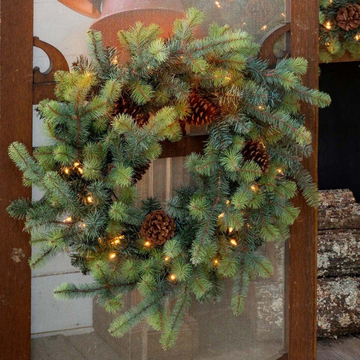 Park Hill Collection Tree Lot Blue Spruce Wreath with LED Lights, Large XPW81010 Park Hill Collection