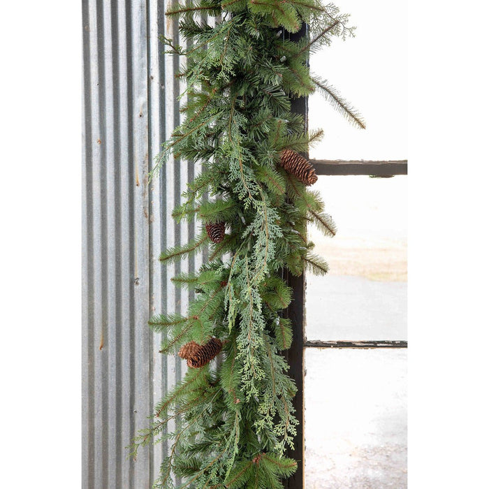 Park Hill Collection Tree Lot Mixed Evergreen Garland with LED Lights XPW90673 Park Hill Collection